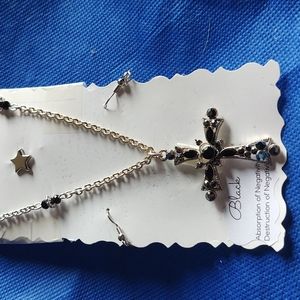 Black Crystal cross with 22-in or longer chain